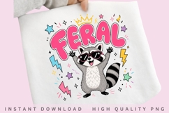 Feral Raccoon PNG Design, Funny Trash Panda Sublimation, Cut Product Image 1