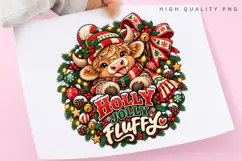 Cute Highland Cow Holly Jolly Fluffy Christmas Winter Product Image 3