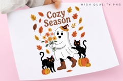 Cozy Season Ghost PNG, Cute Halloween Ghost Sublimation Product Image 1