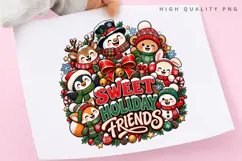 Sweet Holiday Friends Cute Christmas Winter Characters PNG Product Image 3