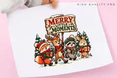 Merry Little Moments PNG Sublimation Design, Cute Woodland Product Image 3