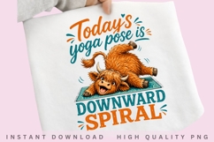 Downward Spiral Highland Cow Yoga PNG Product Image 1