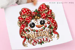 Merry Christmas with Style Festive Bow Snowman Holiday PNG Product Image 3