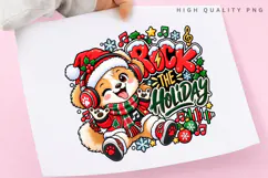 Cute Christmas Puppy with Headphones Rock the Holiday Product Image 1