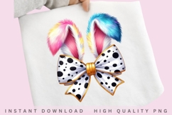 Polka Dot Bunny Bow PNG, Easter Bunny Ears Coquette Bow, Product Image 1