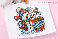 Cute Mosaic Snowman Magic Snow Day Winter Holiday PNG Product Image 3