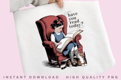 Have You Read Today PNG, Vintage Girl Reading Book Product Image 1