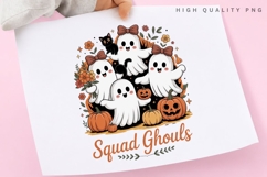 Squad Ghouls Cute Ghost Halloween PNG, Ghost Friends Pumpkin Product Image 1