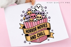 Horror Movies And Chill PNG, Cute Halloween Popcorn Product Image 3