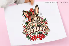 Cute Donkey Holiday Hugs Christmas Winter Festive PNG Design Product Image 3