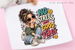 No Stress Just Good Vibes Cute Boho Girl Sunglasses Positive Product Image 3