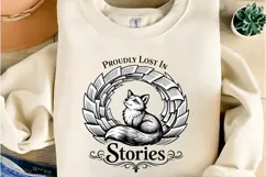 Proudly Lost In Stories Fox Book Lover Vintage PNG Design Product Image 7