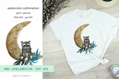 Sublimation Animals Gute Raccoon print.Poster PNG Moon . Product Image 1