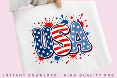 USA Patriotic PNG, American Flag Typography Sublimation, Red Product Image 2