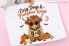 Cozy Days And Pumpkin Ways PNG Sublimation Design, Highland Product Image 3
