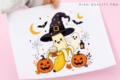 Halloween Witch Banana PNG Sublimation Design, Cute Spooky Product Image 3