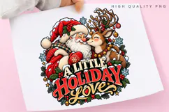 A Little Holiday Love Cute Santa Reindeer Christmas PNG Product Image 3
