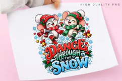 Cute Christmas Mice Dancing Through the Snow Winter Holiday Product Image 3
