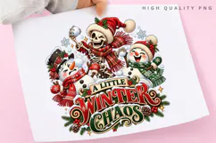 A Little Winter Chaos Funny Christmas Skeleton Snowman PNG Product Image 3