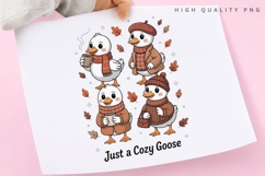 Just a Cozy Goose PNG Bundle, Cute Autumn Goose Clipart Product Image 1
