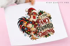 A Very Fancy Feathered Christmas Rooster Holiday Festive PNG Product Image 3