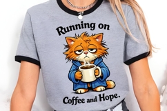 Running On Coffee and Hope Cat PNG, Funny Coffee Cat PNG Product Image 3