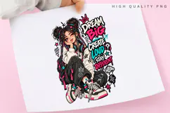 Dream Big Create Loud PNG, Inspirational Girl Clipart Product Image 3