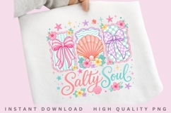 Salty Soul Coquette Beach PNG Design, Summer Bow Shell Product Image 1