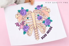 Dead Inside Skeleton Rib Cage PNG, Pastel Goth Floral Product Image 3