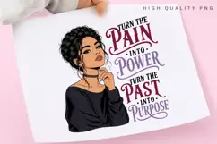 Turn Pain Into Power PNG Sublimation Design, Braided Crown Product Image 3