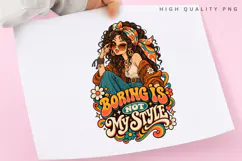Boho Hippie Girl PNG, Retro Flower Woman Design, Peaceful Product Image 3