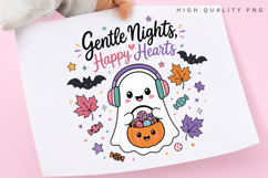Gentle Nights Happy Hearts PNG, Cute Ghost Headphones Product Image 3