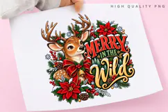Merry in the Wild Cute Reindeer Christmas Winter Holiday Product Image 3