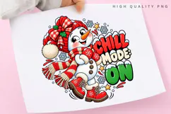 Cute Snowman Chill Mode Winter Christmas Holiday PNG Design Product Image 3