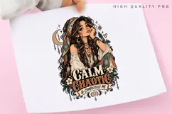Calm Chaotic Completely Me Boho Girl PNG, Bohemian Woman Product Image 3