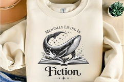 Mentally Living In Fiction Whale Book Lover Vintage PNG Product Image 6
