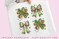 St Patrick Bow &amp; Shamrock PNG Bundle Product Image 1