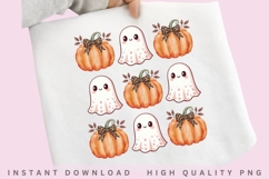 Cute Ghost Coquette Pumpkin Clipart PNG Product Image 1