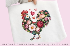 Floral Rooster PNG Design, Valentine Chicken Flower PNG Product Image 2