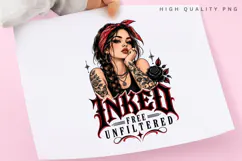 Inked Free Unfiltered PNG Sublimation Design, Tattooed Girl Product Image 3