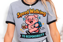 Speed Walking To Responsibility Pig PNG Design Product Image 3