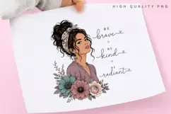 Brave Kind Radiant PNG Sublimation Design, Floral Headband Product Image 3