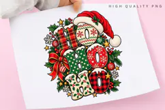 Merry Ho Ho Christmas Santa Hat Holiday Winter Typography Product Image 3