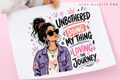 Unbothered PNG Sublimation Design, Trendy Preppy Girl Product Image 1