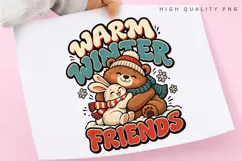 Warm Winter Friends PNG Sublimation Design, Cute Bear Product Image 3