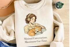 Minimal Conversations Maximum Cat Time PNG, Cat Lover Product Image 4