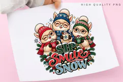Sip Smile Snow Cute Winter Alpaca Friends Christmas Holiday Product Image 3