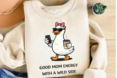 Good Mom Energy With A Wild Side PNG, Funny Mama Duck Coffee Product Image 3