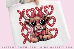 Valentine Highland Cow XOXO PNG Product Image 1