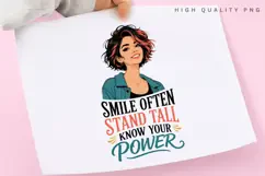 Smile Often Stand Tall PNG Sublimation Design, Short Hair Product Image 3